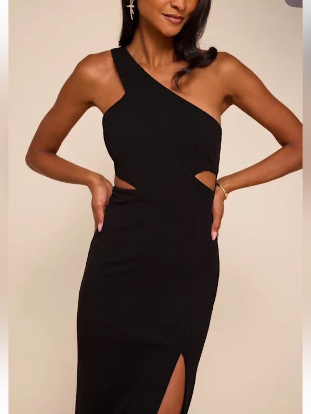 NWOT Lulus 
Show-Stopping Style Black One-Shoulder Cutout Maxi Dress - Picture 2 of 5